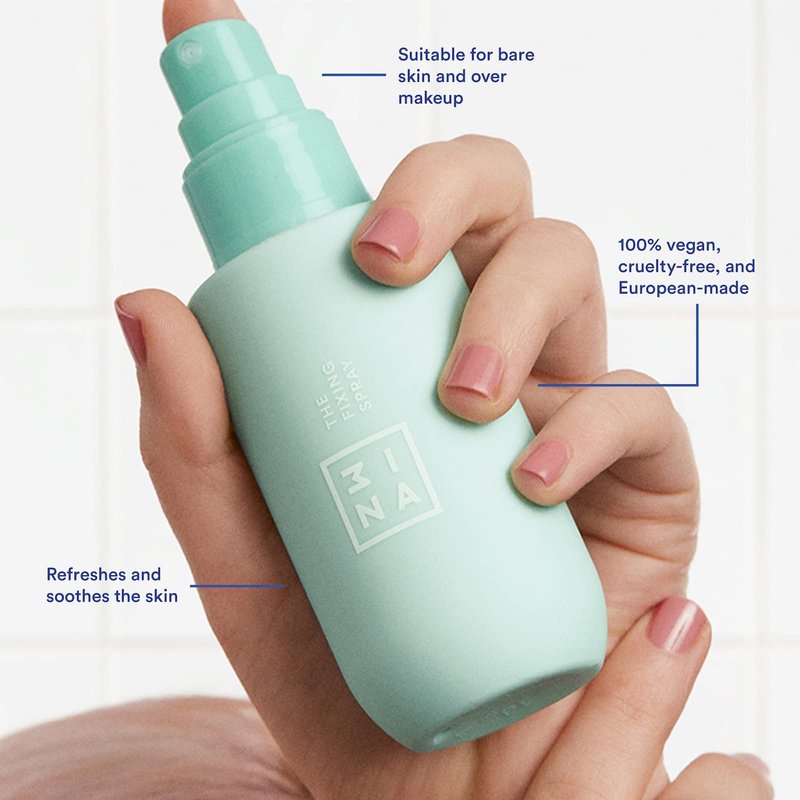 3INA MAKEUP - Vegan - Cruelty Free - The Fixing Spray - Ultra Hydrating Makeup Primer And Setting Spray - Transparent Facial Mist With A Dewy Finish - Refreshing, Light Scent - 3.38fl oz