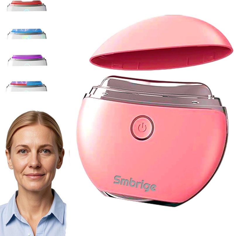 Face Massager Tool - 4 Color Modes Red Light Therapy for Face & Neck | Gua Sha Facial Tool in Pink