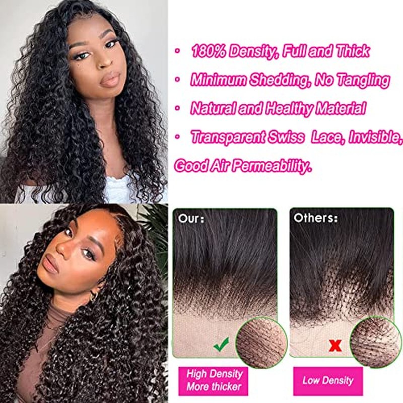 13x4 HD Transparent Water Wave Lace Front Wigs Human Hair Pre Plucked with Baby Hair 180% Density Water Curly Wave Lace Frontal Wigs for Black Women 28 Inch Natural Color