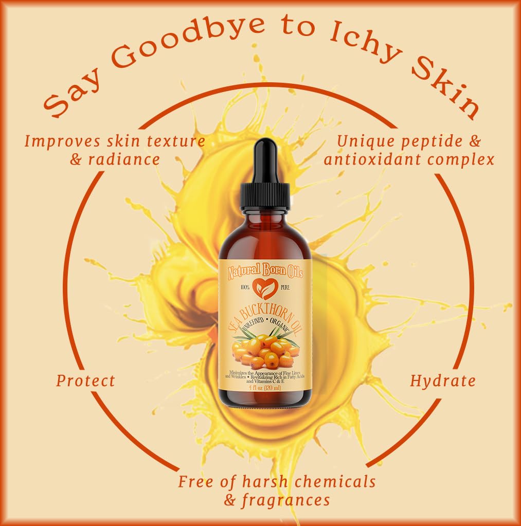 Sea Buckthorn Oil 16oz - 100% Pure Organic Cold-Pressed Oil | Revitalizing with Pump & Dropper