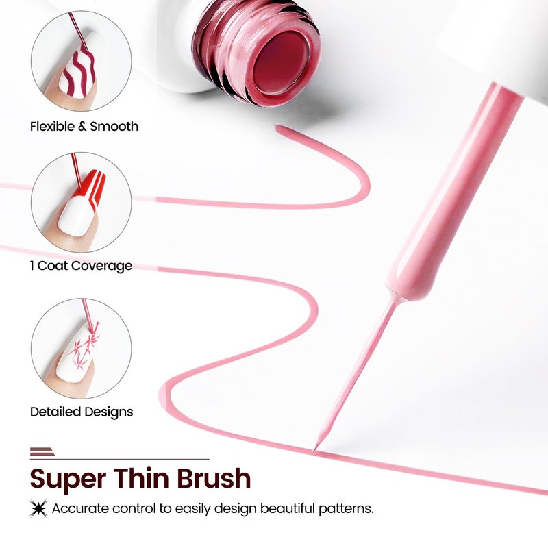 JODSONE 10pcs Nail Art Gel Liner Set,3D Nail Art Pens Effect for Fine Lines,Thin Brush Detail Polish,DIY Painted Nails at Home Salon,Liner Gel Nail Polish for Girls & Women