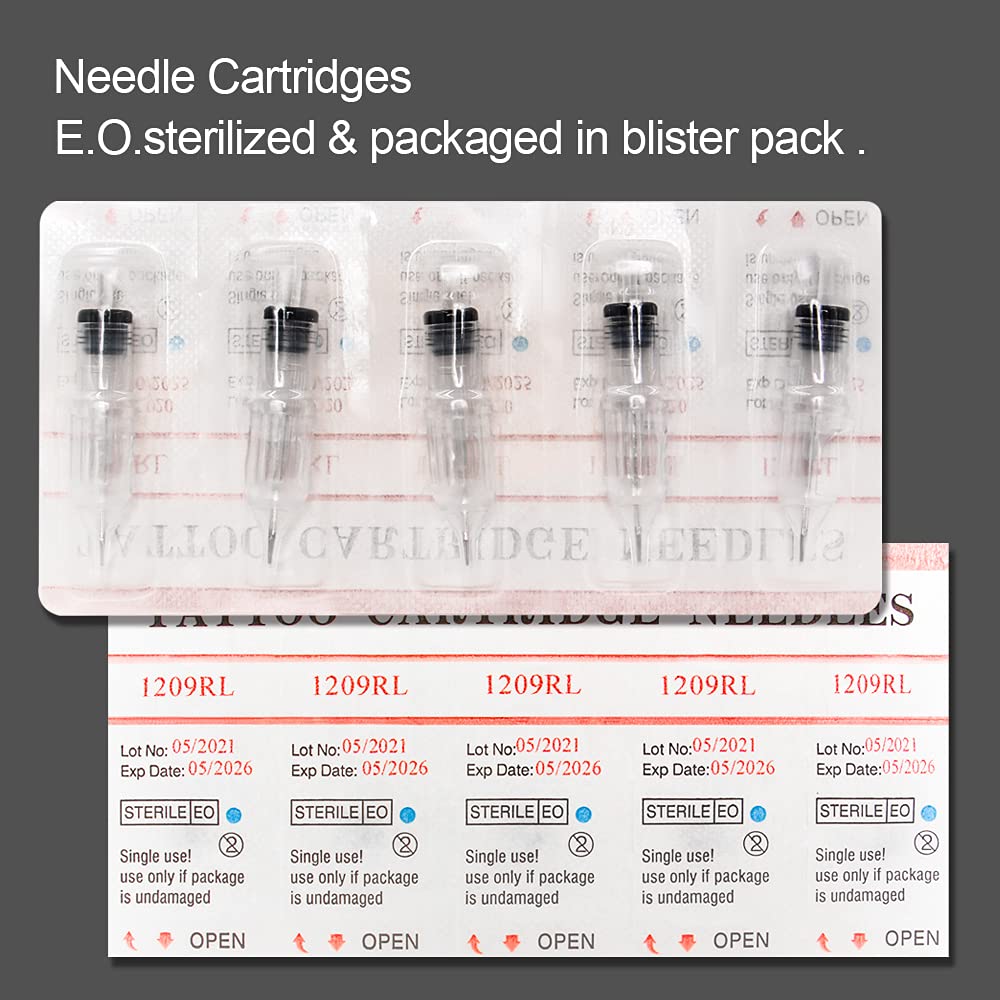 Tattoo Cartridge Needles - 100 Pcs Mixed Round Liner & Shader | 3RL-9RL, 3RS-7RS, Flat Magnum