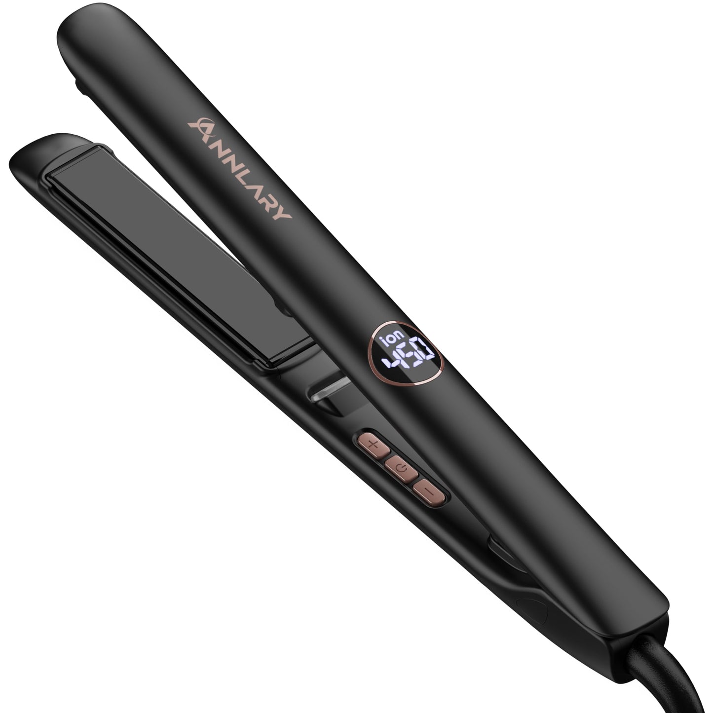 Annlary Hair Straightener, 1 Inch Flat Iron Hair Straightener and Curler 2 in 1, Professional Ceramic Ionic Dual Voltage Flat Iron with Anti-Iron Silicone for Less Frizz, Shinier & Smoother Hair