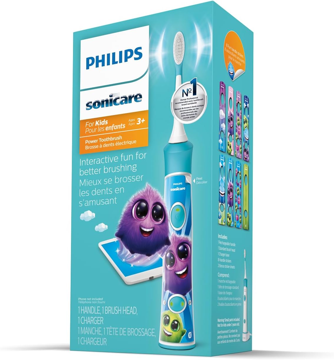 Philips Sonicare Kids Bluetooth Rechargeable Electric Toothbrush - Interactive Design for Ages 3+