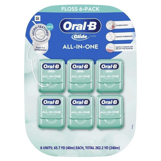 Oral-B Glide All-In-One Dental Floss, Mint, 6 Count