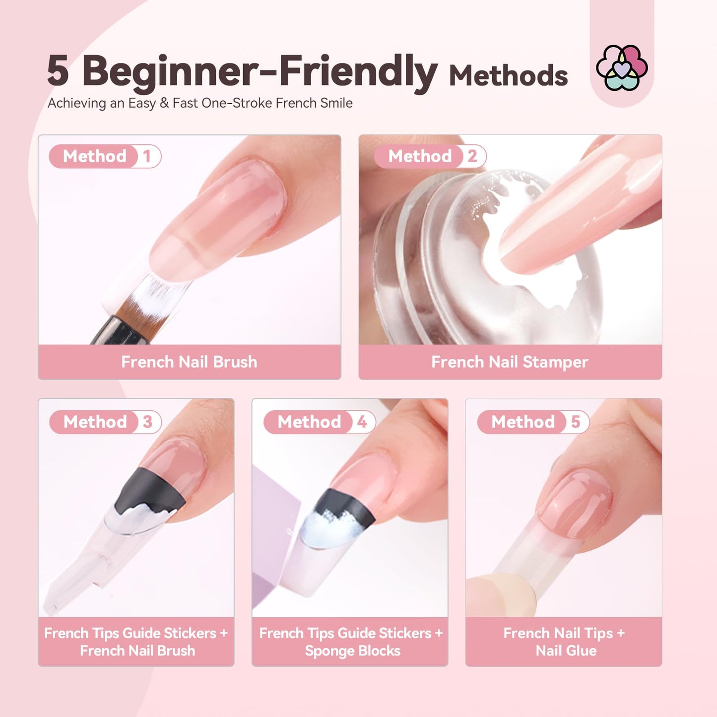 Saviland French Manicure Kit with Everything: Silicone French Tip Nail Stamp French Nails for Beginners Easy French Nails Brush Tips Guide Stickers Fast French Tip Tool Acrylic Nail Kit
