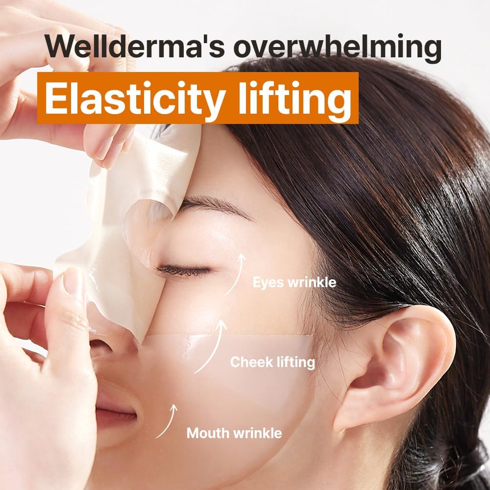 WELLDERMA Retinol Peptide Lifting Restore Hydrogel Fitting Mask, 25g x 4 Sheets – Firming & Hydrating Micro-Hole Sheet Mask with Retinol, Peptide Complex, Collagen Water & Niacinamide