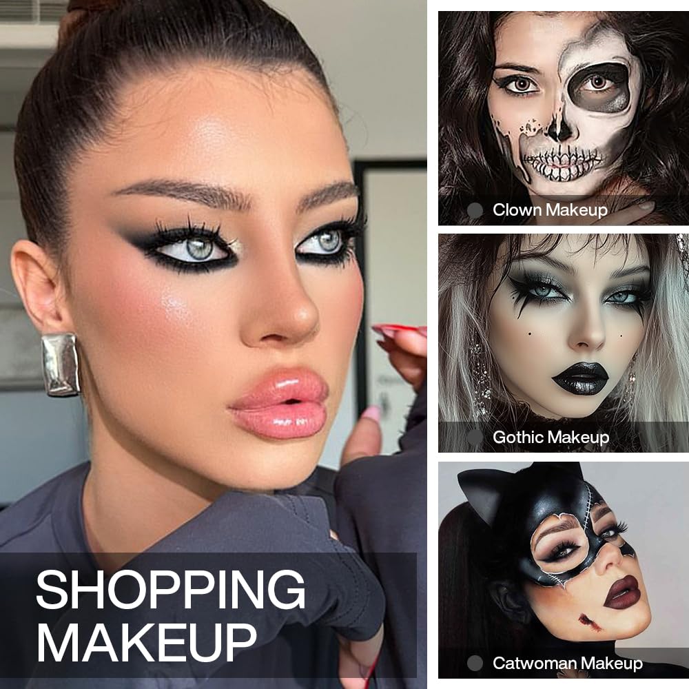 ecofavor Black Matte Eyeshadow Single with Applicator, High Pigment Long-Lasting Waterproof Matte Black Eye Makeup for Smokey Eyeshadow, Eyeliner, Gothic, Dramatic Looks, and Halloween Costume Makeup