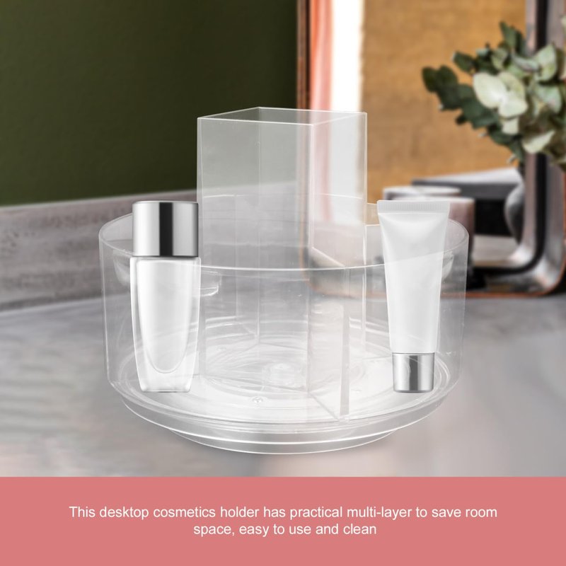 balacoo 360 Rotating Desktop Cosmetics Rack Multi-Layer Makeup Organizer Storage Box for Vanity and Bathroom Countertop 6.88X6.88X6.10In Clear Cosmetic Display Holder