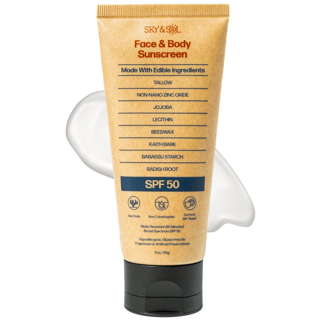 Sky and Sol Mineral Sunscreen SPF 50 - Non-Greasy Formula with Zinc Oxide | 3 oz (85 g)