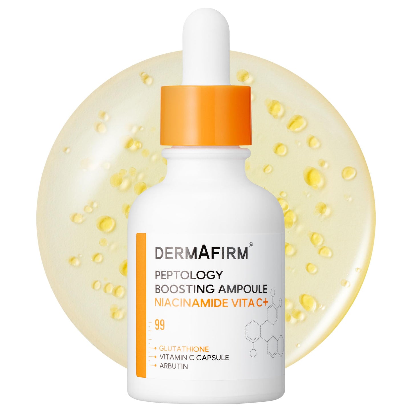 DERMAFIRM Peptology Niacinamide Vitamin C Ampoule - GLASS SKIN with 15% Niacinamide Brightening Ampoule with Glutathione for Dark Spot Correction & Radiance Boost - Korean Skincare 30ml