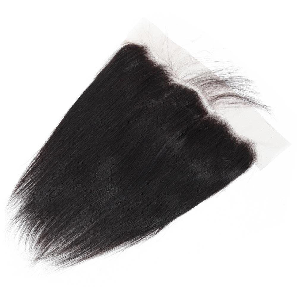 13x4 Ear to Ear Transparent HD Lace Frontal Closure 12A Unprocessed Brazilian Virgin Human Hair 16 Inch Silky Straight Full Lace Frontal Closure Pre-Plucked Natural Black Color