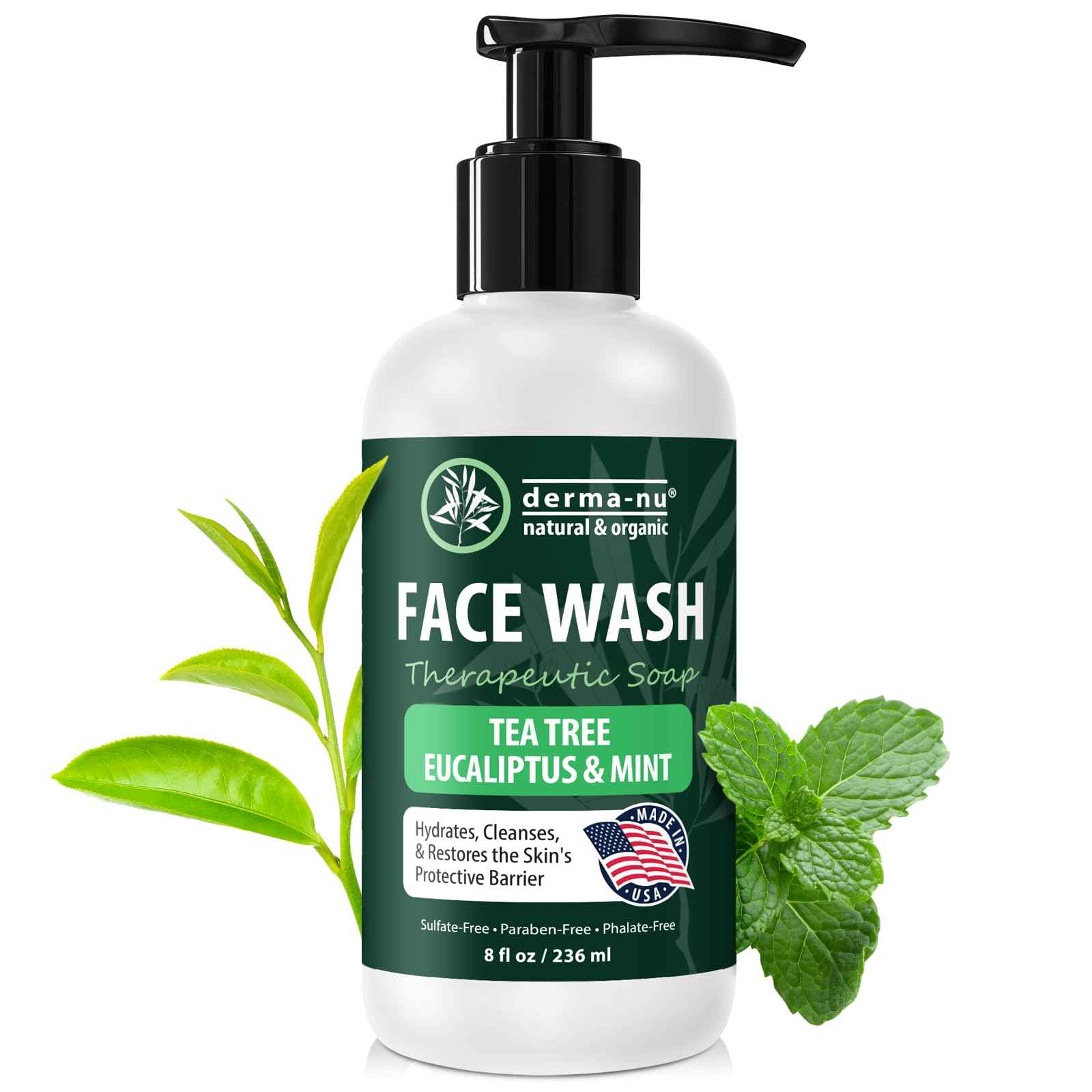 Gentle Face Wash for Men & Women – Hydrating Facial Cleanser for Eczema, Psoriasis & Sensitive Skin – Fights Redness, Oil & Breakouts – pH-Balanced & Perfect for Oily, Blemish-Prone Skin – 8oz