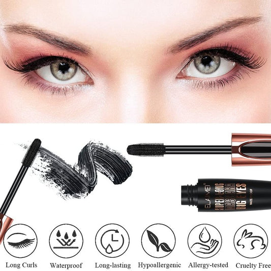 Volume & Length Mascara - 2 Pack Black Waterproof 4D Silk Fiber for Long-Lasting Glamour