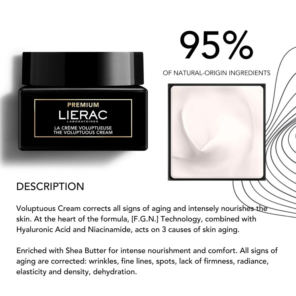 Lierac The Voluptuous Face Cream - Wrinkle-Minimizing Face Moisturizer Cream for Woman - 50ml (Eco-Refill)