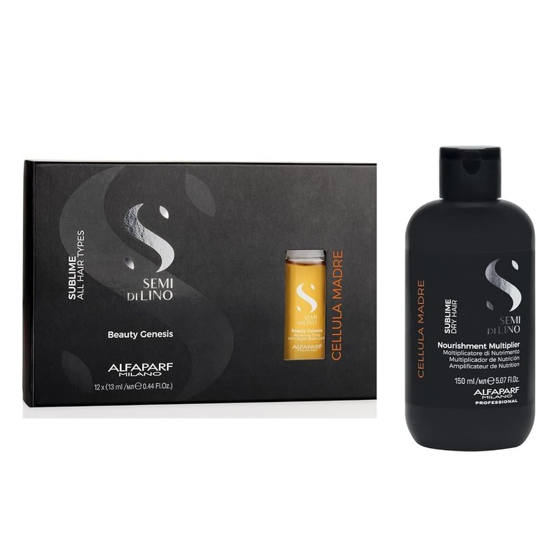Alfaparf Milano Semi di Lino Cellula Madre Set | Nourishing Hair Treatment for Dry Hair - Enhances Shine & Color Protection