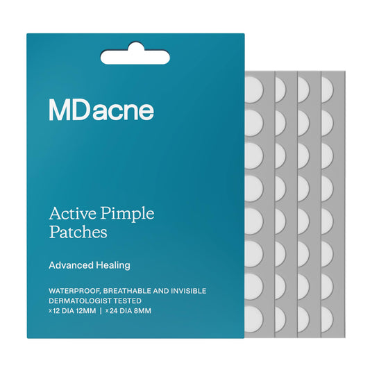 MDacne 72 Pimple Patches for Acne Treatment, Hydrocolloid Patches - Absorbs Oil & Pus from Clogged Pores, Ultrathin & Transparent Blends with All Skin Tones, Safe for Sensitive Skin (2 Pack of 36)