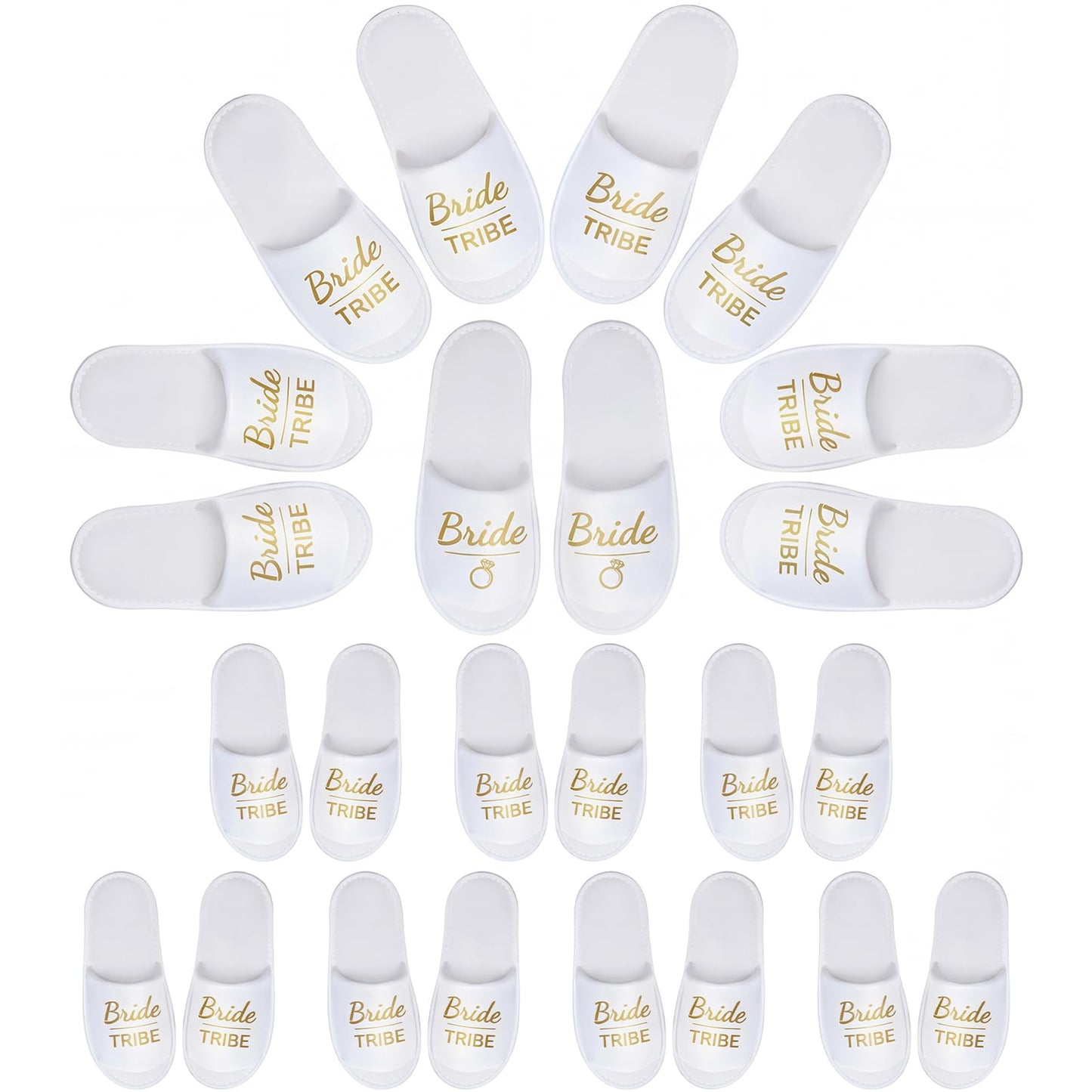 Ramede Set of 12 Bridesmaid Slippers, Disposable Wedding Slippers Bulk, Bride & Bridesmaid Tribe Gifts for Wedding Day Bridal Party, Bachelorette Party Favors (one Size Fits Us 6-10)