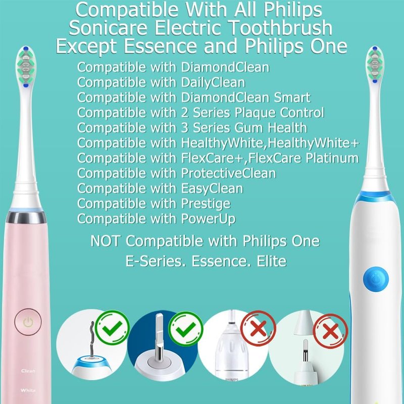 Sonicare Replacement Brush Heads - Compatible with Philips Electric Toothbrushes | 16-Pack (8 White + 8 Black)