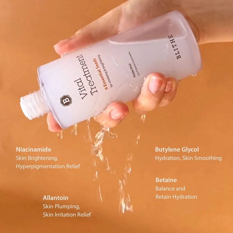 Blithe Vital Treatment 9 Essential Seeds Niacinamide Toner - Korean Skin Essence for Face, Clarifying Oily Skin Vitalizing & Dark Spots 5 Fl Oz