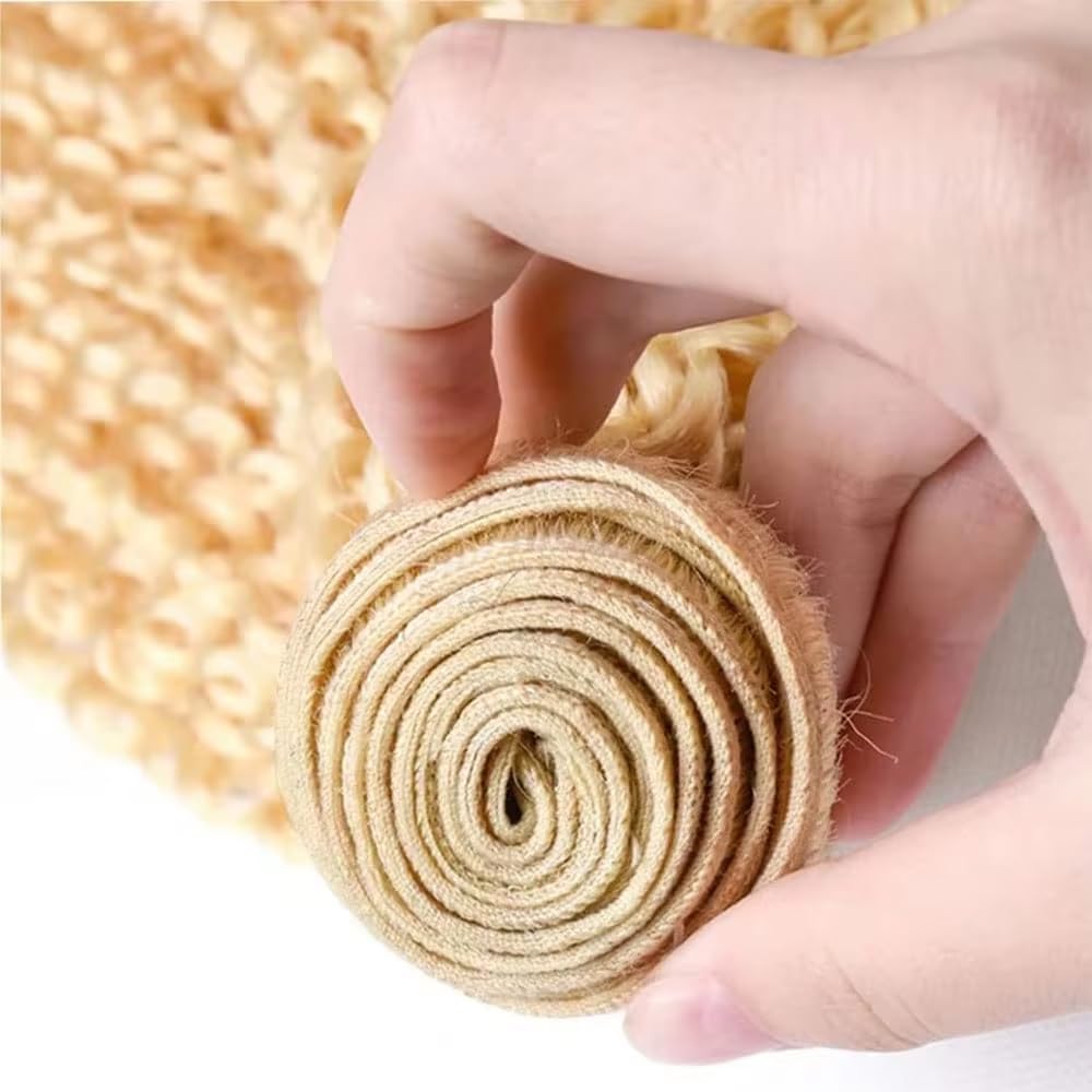 #613 Blonde Human Braiding Hair Deep Wave Bulk 20 20 20 Inch Honey Blonde Deep Wave Braids Human Hair Extensions Unprocessed Virgin Remy Hair 3 Bundle 50 Gram Per Bundle