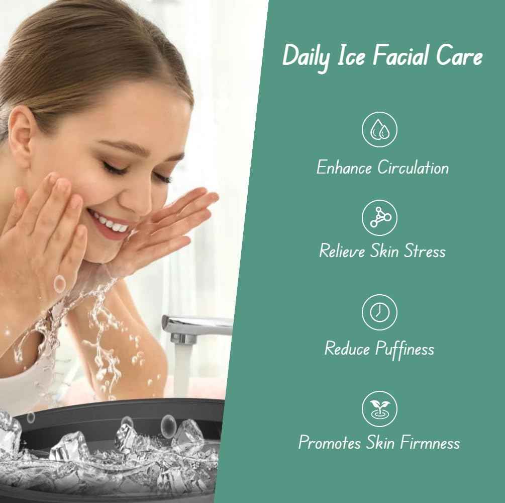 Face Bowl for Ice with Built-In Ice Tray - Collapsible Silicone Bowl with Built-In Ice Tray for Acne Relief, Pore Minimizing & Glowing Skin | Cold Therapy for Home, Travel & Parties (Light Green)