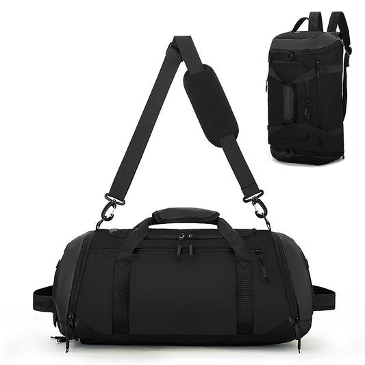 W WINTMING Gym Duffle Bags Gym Bag for Men Travel Duffle Bag With Shoe Compartment Wet Pocket Sports Duffle Bag Weekender Overnight Backpack (Black)
