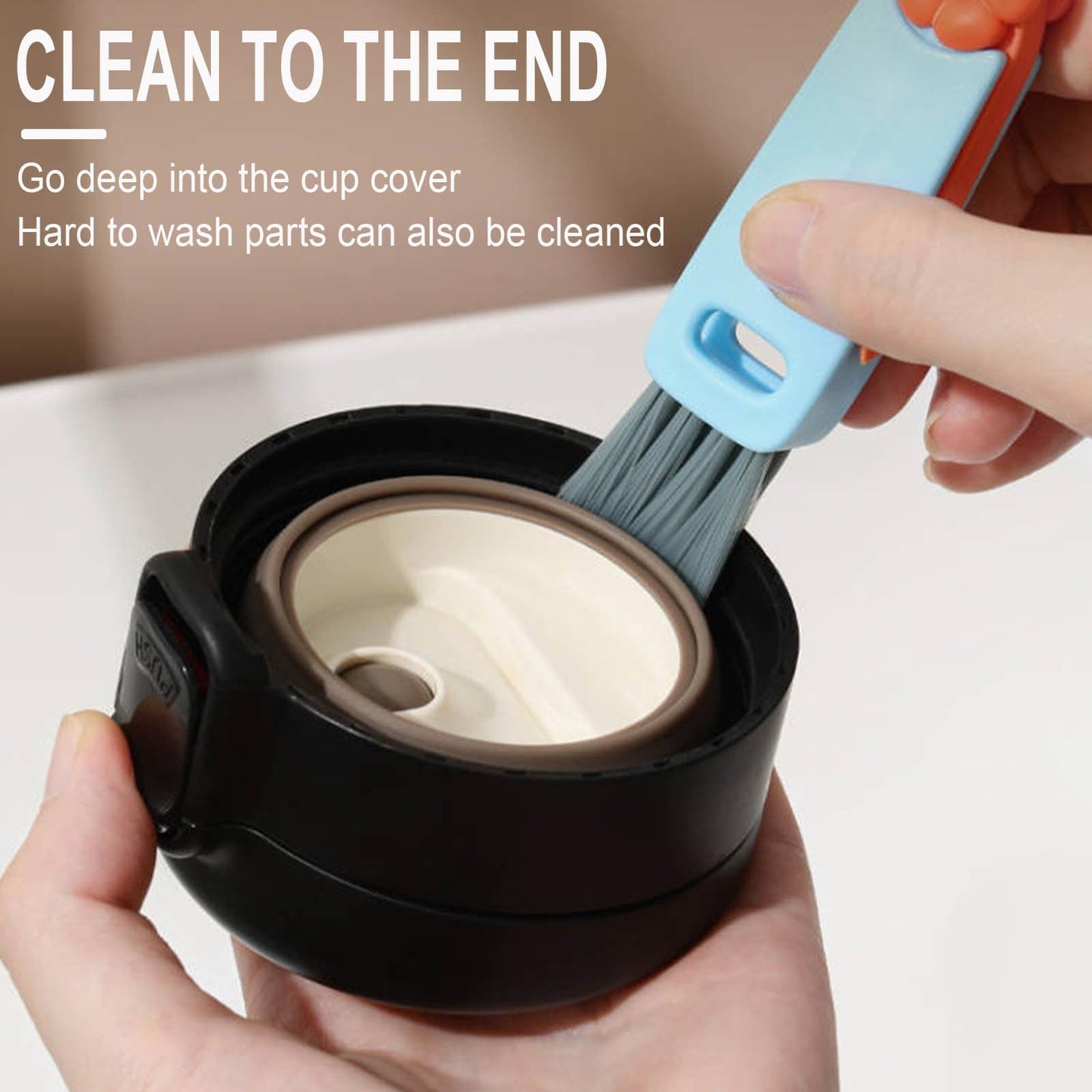 3 in 1 Multifunctional Cup Lid Cleaner - Crevice Cleaning Brush Set for Tight Spaces, Baby Bottles & More - Portable & Upgrade A3