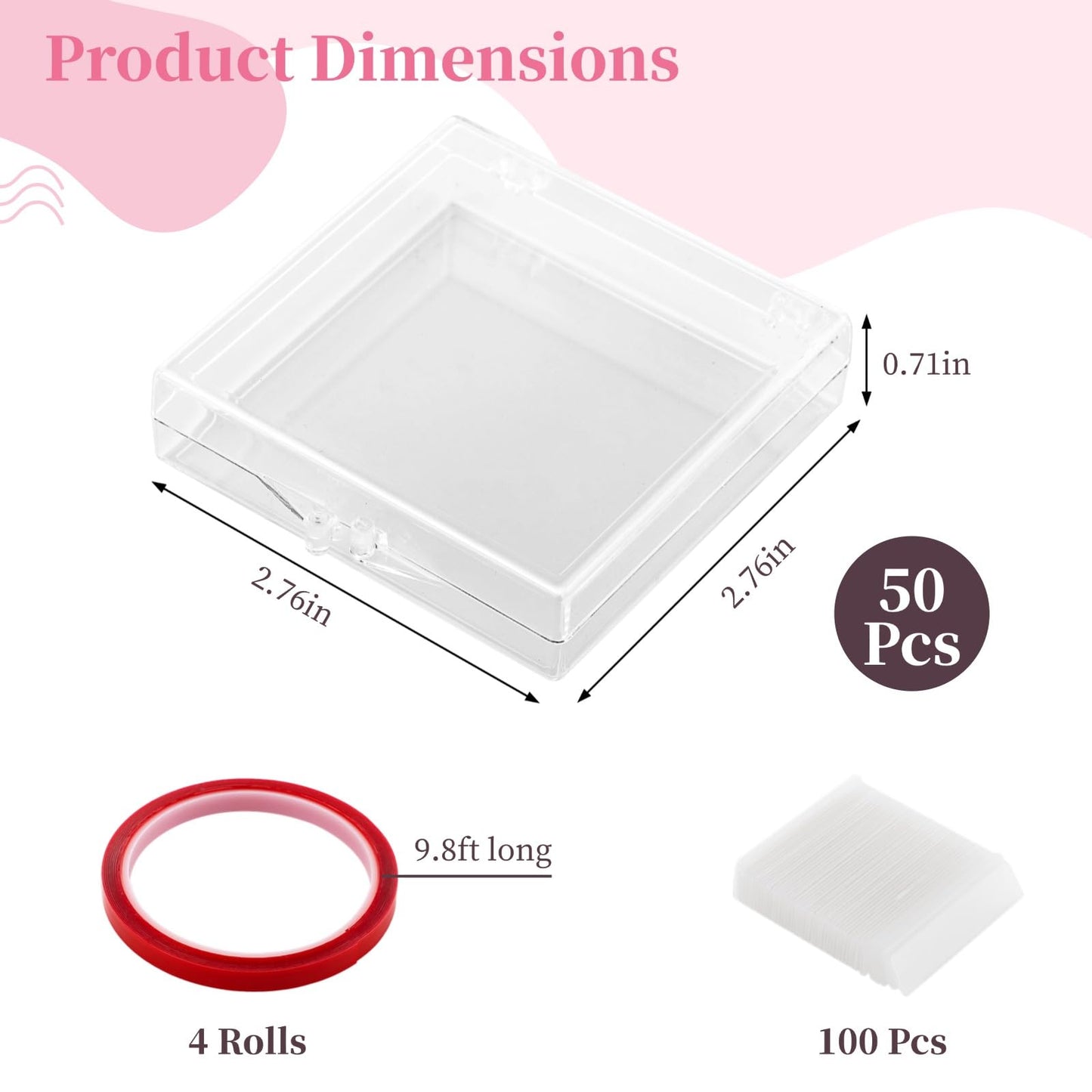 Press On Nail Display Boxes, 40 Pcs 3D Floating Cases, Clear PE Film Storage - Nail Art Organizer & Earring Display for Salons