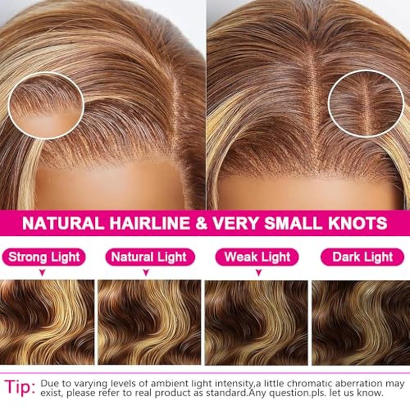 13x6 Body Wave Lace Front Wigs Human Hair Highlight Ombre Bob Wig Human Hair 4/27 Glueless Wigs Pre Plucked With Baby Hair 200 Density Hd Lace Frontal Wigs For Black Women 16 Inch