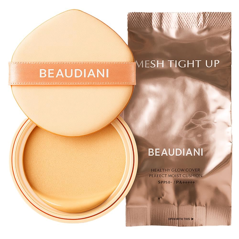Beaudiani Mesh Tight UP Cushion | Cushion Foundation | Buildable Coverage| Natural Finish | Dewy Glow Make up (REFILL Of Healty and warm neutral undertone (#23))