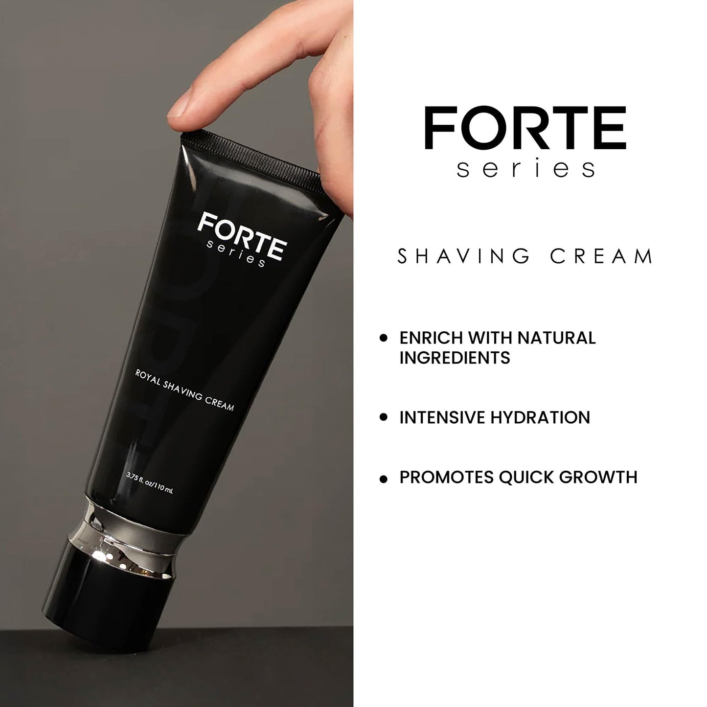 Forte Series Royal Shaving Cream, Premium Protective Barrier Cream, Non-Foaming Texture, Skin-Safe Glide, Anti-Irritating Formula, Black