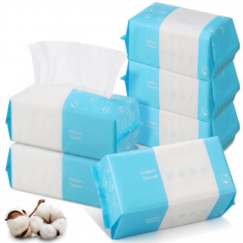 Riakrum 12 Pack Disposable Towelettes Face Towel Bulk Cotton Face Tissues Soft Facial Tissue Dry Wet Use for Sensitive Skin Care Makeup Removing Surface Cleaning (1200 Counts)