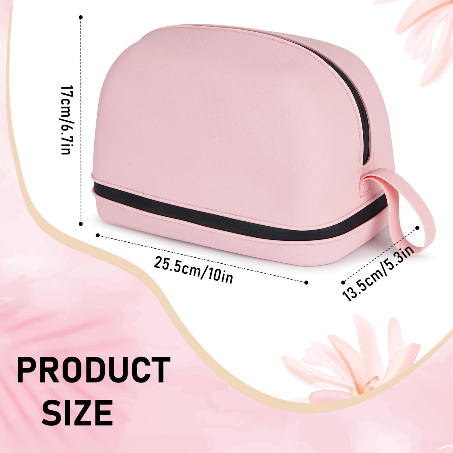JurwheeR Makeup Bag, Large Capacity Portable Travel Cosmetic Bag, Soft Silicone Makeup Organizer, Washable, for Women with Handle and Divider