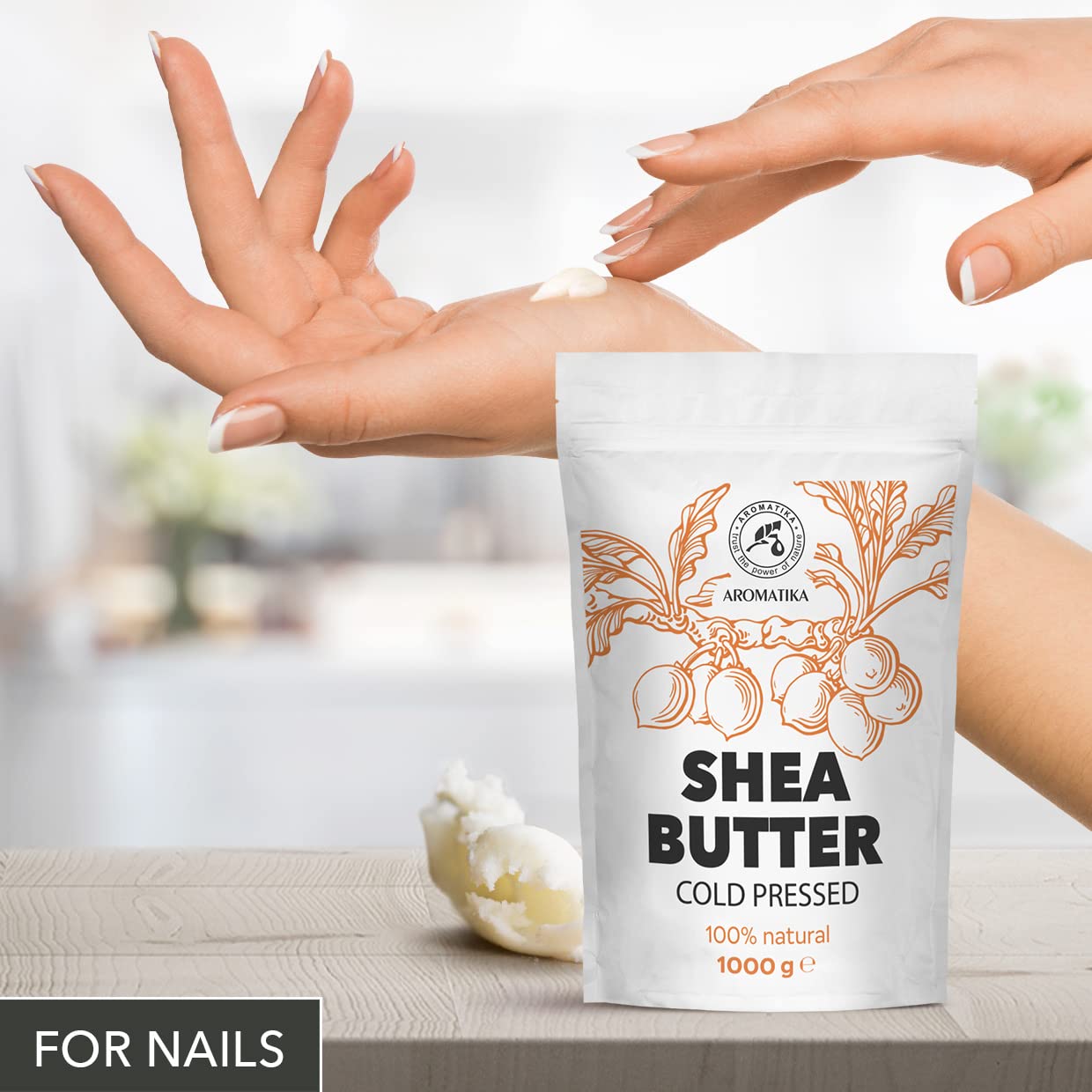 AROMATIKA Shea Butter 35 Oz - Unrefined Raw/Pieces - Africa - Ghana - 100% Pure Shea Butter Body Butter - Cosmetic Grade - for Hair Skin Lip Face Feet Body Care