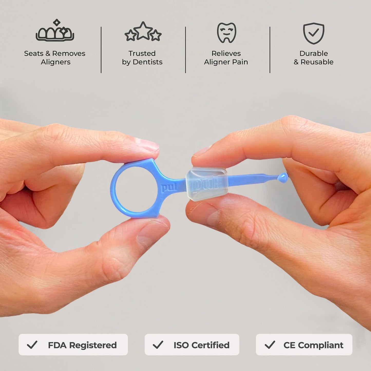 PUL 2-in-1 Aligner Removal Tool and Chewies for Invisalign Aligners, Retainers and Trays - Patented Invisalign Remover Tool for Easy Removal & Secure Fit - Pack of 4, Black