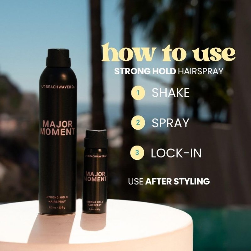 Beachwaver Co. Major Moment Strong-Hold Hairspray - Extra-Strength Vegan Formula | Travel Size (1.4 Oz) for Long-Lasting Styles