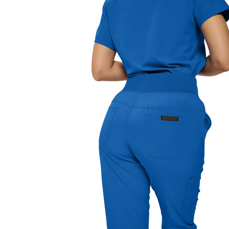 Monarch Uniforms Womens Jogger Scrubs Ribbed Jogger Scrub Pants for Women-(Royal Blue)-XL