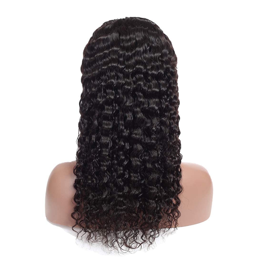 Aiterina Headband Wig Deep Wave Human Hair Virgin Hair Wigs 14 Inch None Lace Front Wigs for Black Women Deep Wave Machine Made Wig Natural Color