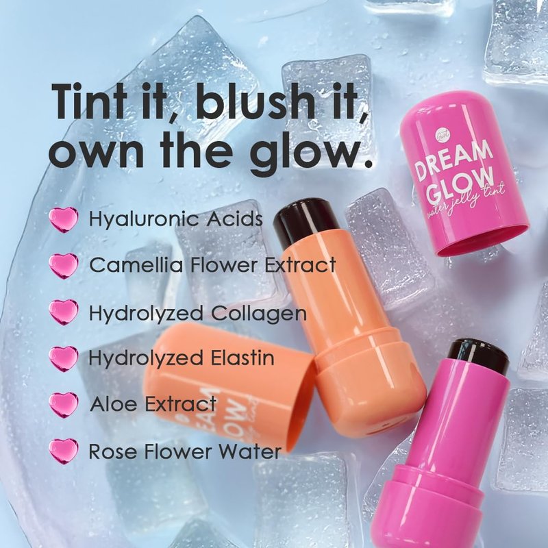 Dream Glow Collagen Water Jelly Tint - 2-in-1 Lip & Cheek Stain | Hydrating, Long-Lasting Coral Peach