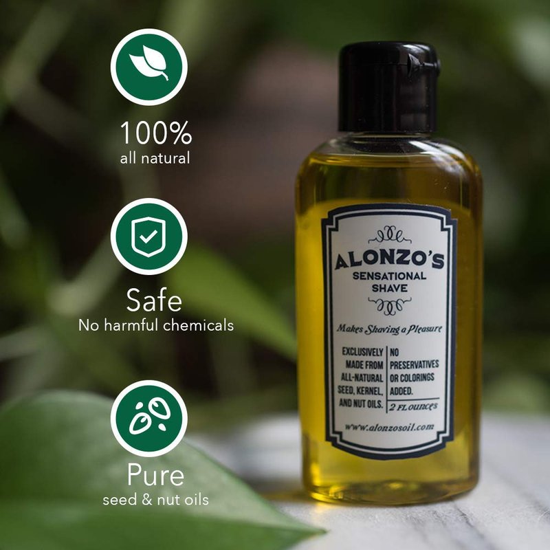 Alonzo's Sensational Shave - Shaving Oil for Men (3-Pack, 2 Oz Bottles) All-Natural Pre-Shave & After Shave Oil for Face and Body - Moisturizes & Calms Irritated Skin from Razor Burn