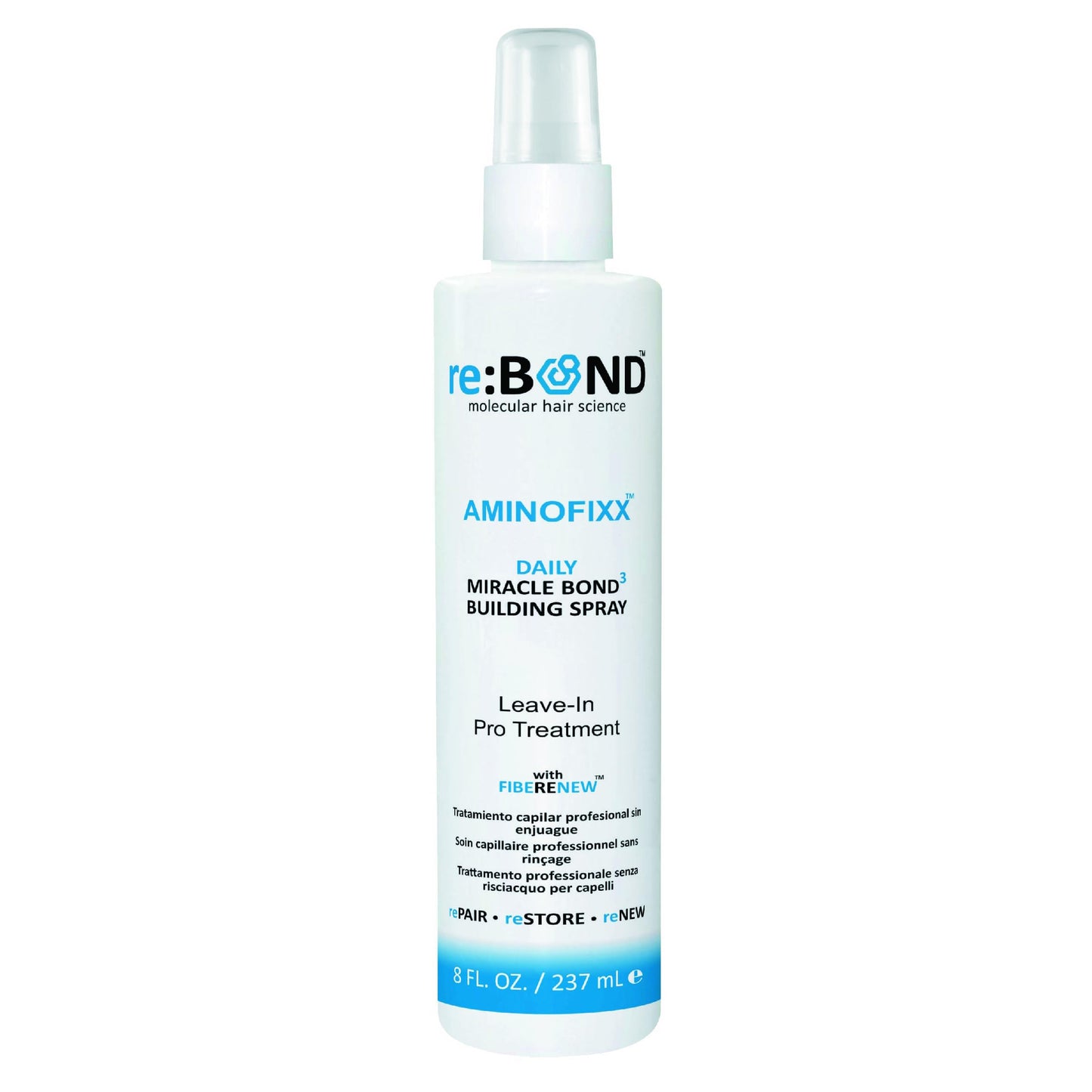 reBOND Hair AminoFixx Leave in Miracle Bond Building Spray 8 oz. Repairs, Strengthens & Maintains Hair Bonds - Eliminates Frizz & Reduce Breakage - for Color Treated, Dry & Damaged Hair