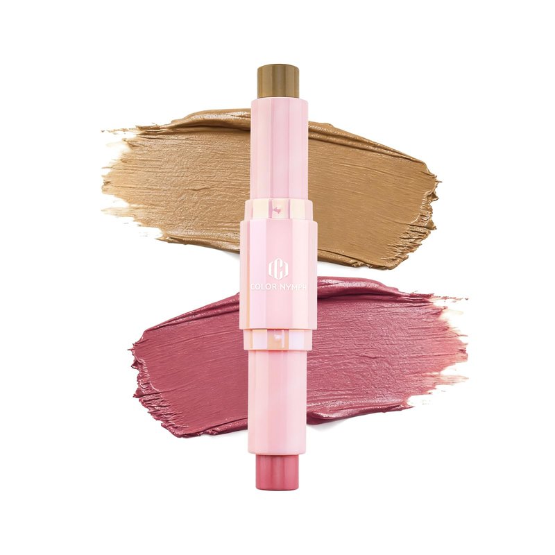 Color Nymph Blush Contour Stick, Cream Blush & Contour Matte Texture Double-end Stick Multiuse Blusher with Butter Bronzer For Cheeks Eyes Lip Vegan & Cruelty-Free - 03# Morocco Plum