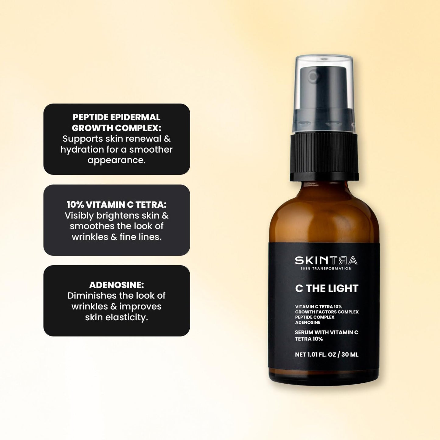 SkinTra - Eraser - Powerful Serum for Hyperpigmentation with 10% Vitamin C, For Dark Spots & Redness Reduction – Vegan – Safe for Daily Use – 30 ml/Net 1.01 Fl. Oz