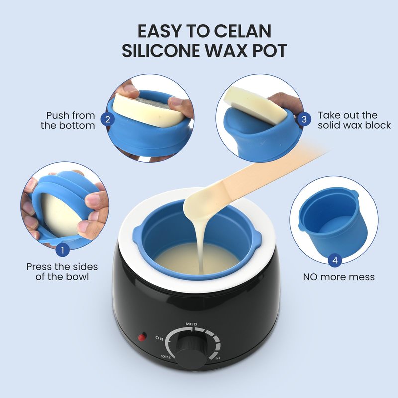 AUZEAL 250ml Mini Waxing Kit for Women, Hard Hot Wax Kit for Hair Removal, At Home Waxing Kit for Bikini & Underarms & More, Sensitive Skin, Precise Temp Control, Compact Single Person Use