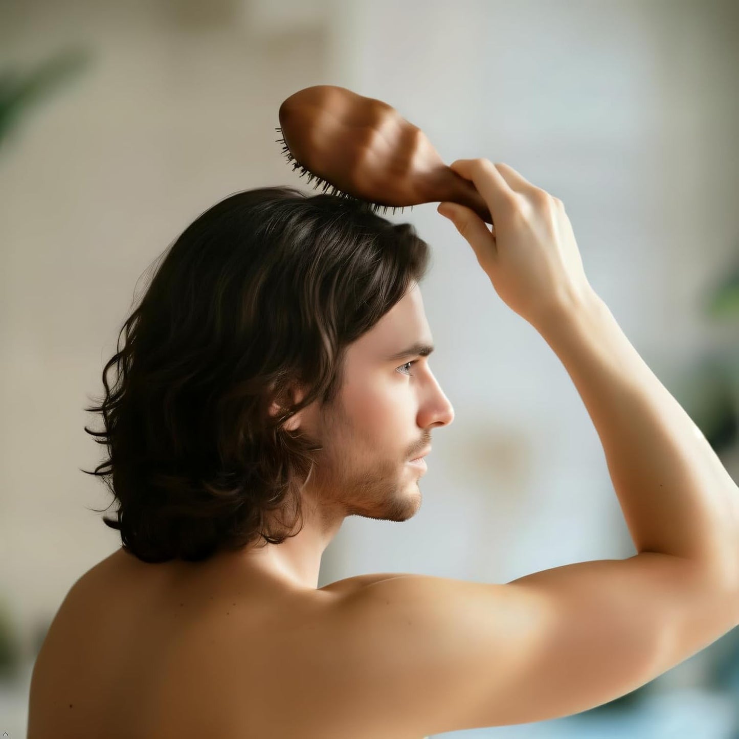 Boar Bristle Hair Brush - Gentle Detangling for Fine, Thin & Curly Hair | Smooth, Shiny Finish