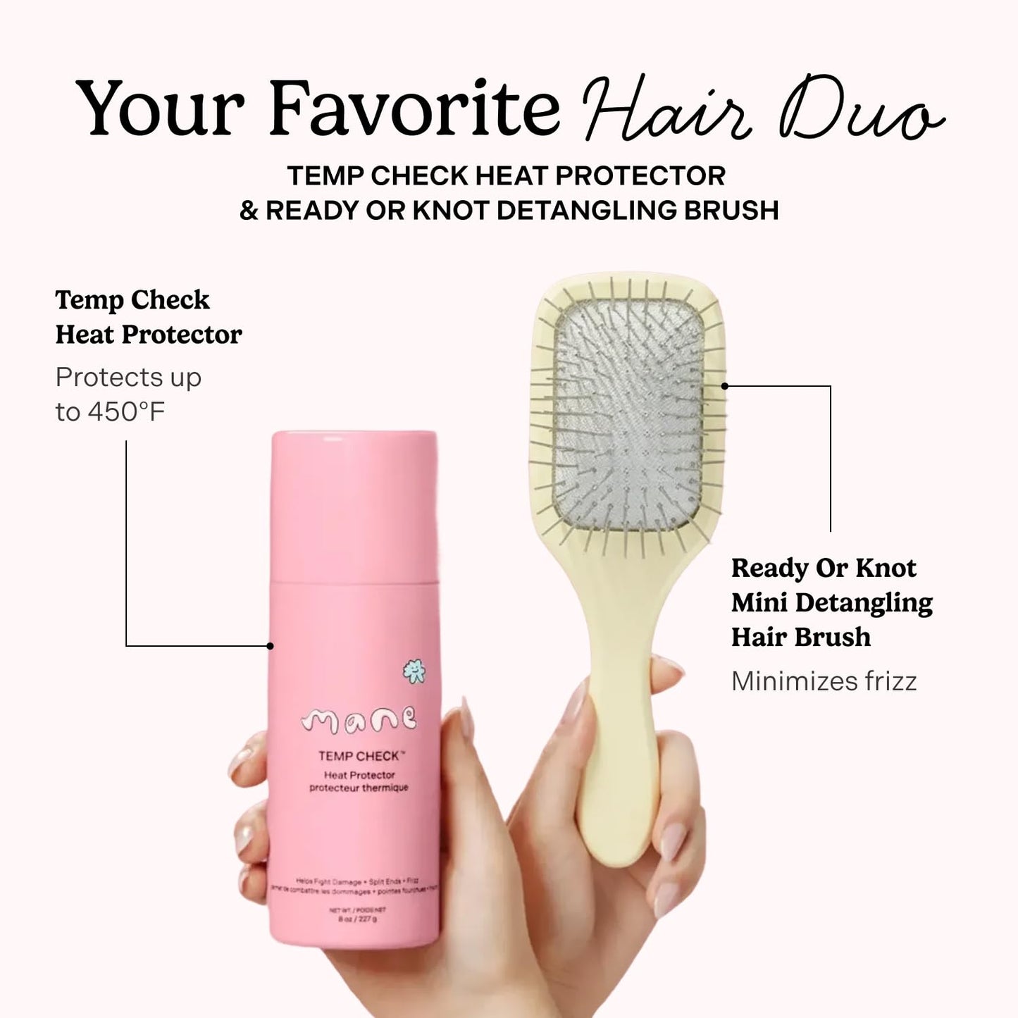 Mane Ready or Knot Mini Detangling Hair Brush - Anti-Static Hair Brush with Durable Metal Bristles for a Gentle Scalp Massage - Smooths Hair for a Frizz-Free Finish