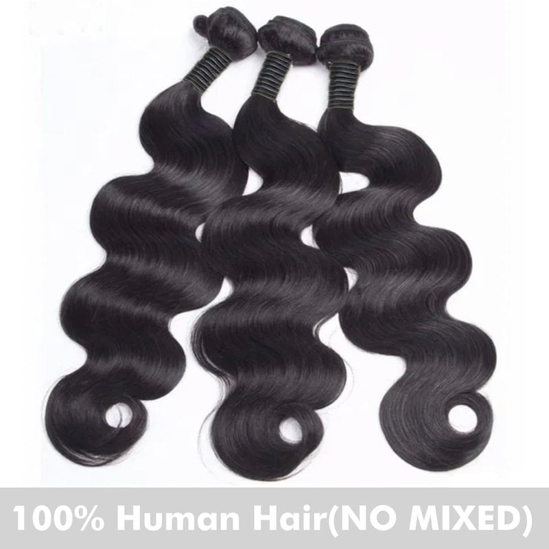 Human Hair Bundles Body Wave 12 14 16 Inch 100% Unprocessed Brazilian Body Wave 3 Bundles Human Hair Extensions for Women Quick Weave Natural Color