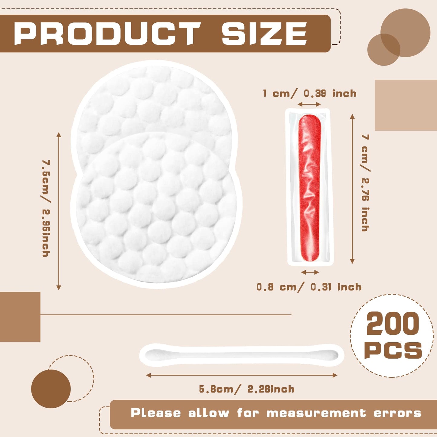 Tondiamo 200 Set Hotel Vanity Kit Individually Wrapped Travel Size Amenities Kit Include 2 Cotton Pads, 4 Travel Cotton Swabs, Nail File for Motels Toiletries