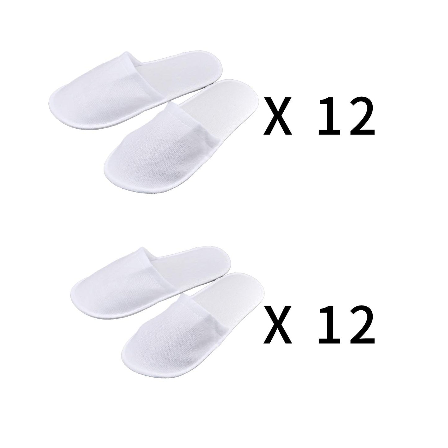 KRISMYA 24 Pairs Spa Slippers,Closed Toe Disposable Slippers White